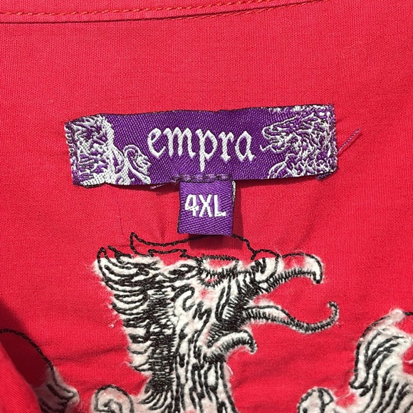 Mens "Empra" Red Embroidered Button Dress Shirt - Revolution 4XL - Picture 8 of 10